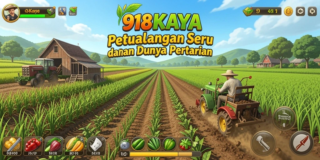 Screenshot permainan 918KAYA menampilkan aktivitas bertani yang seru dan interaktif.