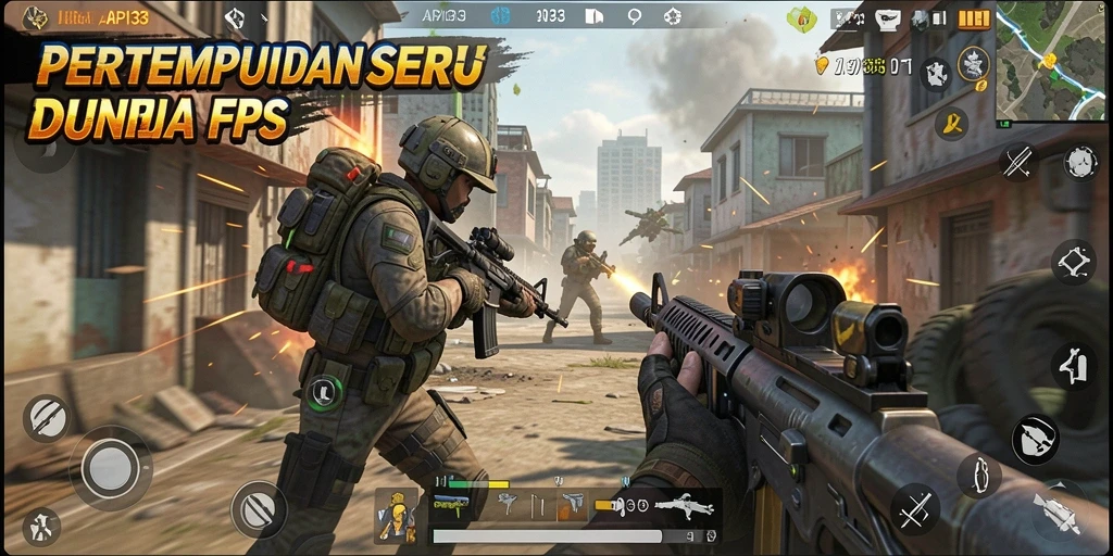 Screenshot gameplay menunjukkan aksi seru dalam game FPS.