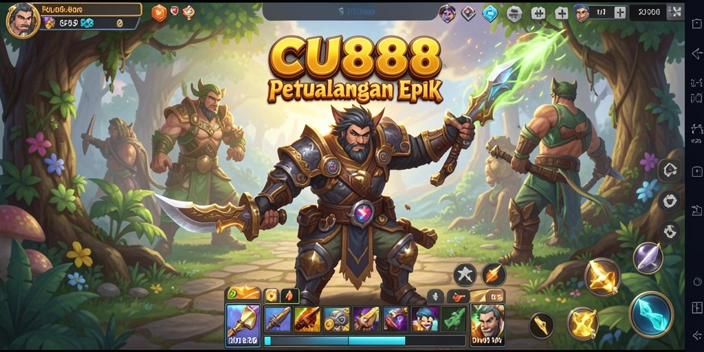 Tangkapan layar gameplay CU888 yang menunjukkan pertarungan seru dalam dunia RPG.