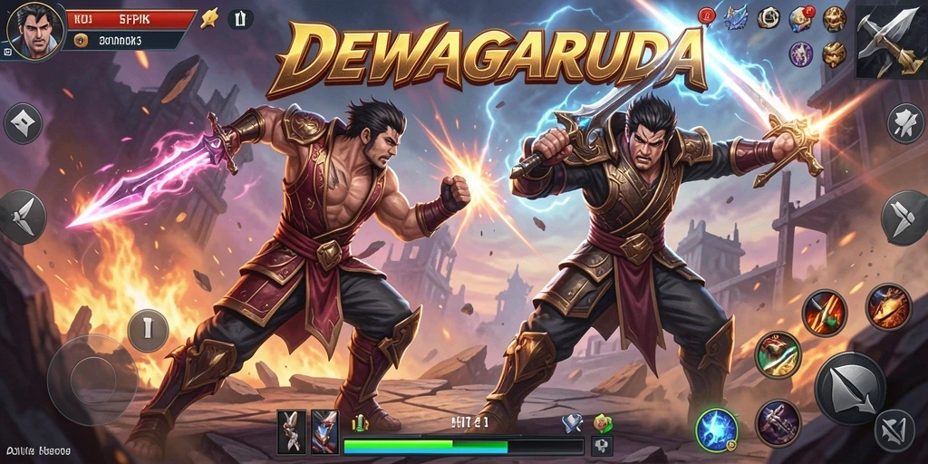 Gameplay seru dari DEWAGARUDA yang penuh aksi.