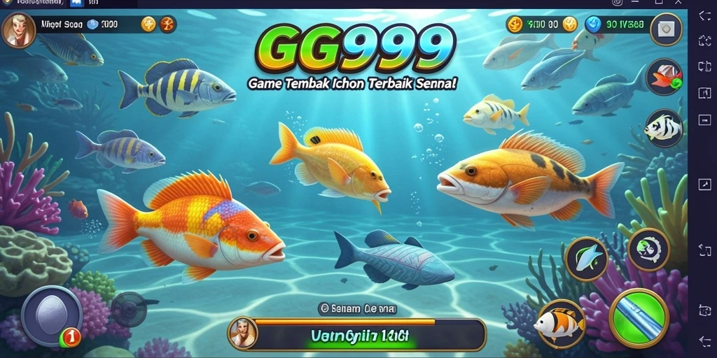 Tangkapan layar gameplay GG999 yang seru dengan aksi Tembak Ikan.