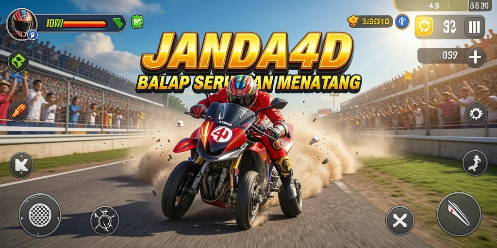 Screenshot gameplay JANDA4D dengan aksi balap yang intens dan grafis menarik.