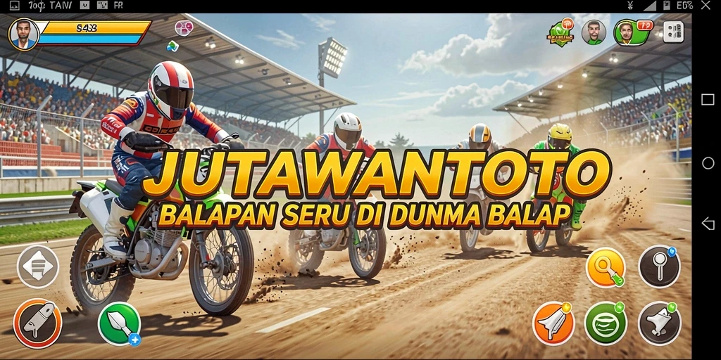 Screenshot gameplay JUTAWANTOTO yang menampilkan aksi balapan seru.