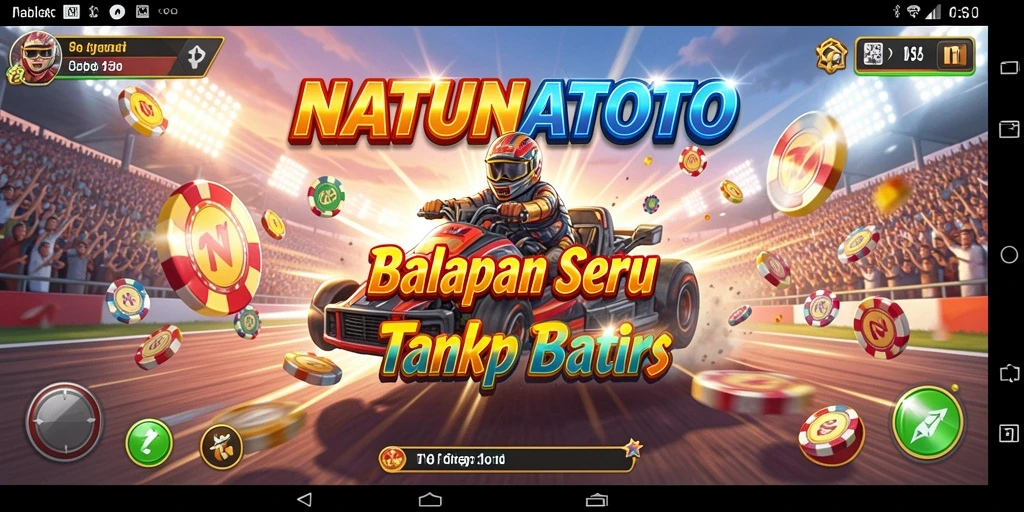 Tangkapan layar menggambarkan aksi balapan yang mendebarkan di NATUNATOTO.