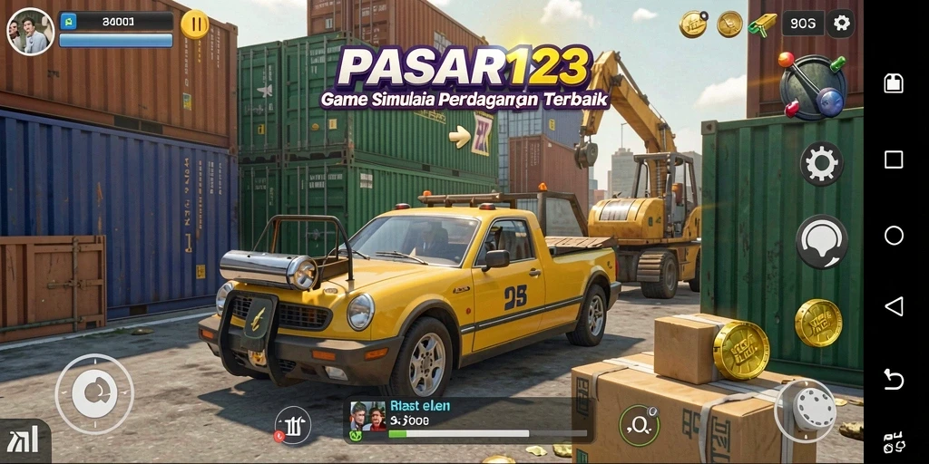 Screenshot PASAR123 menunjukkan gameplay perdagangan yang dinamis dan interaktif.