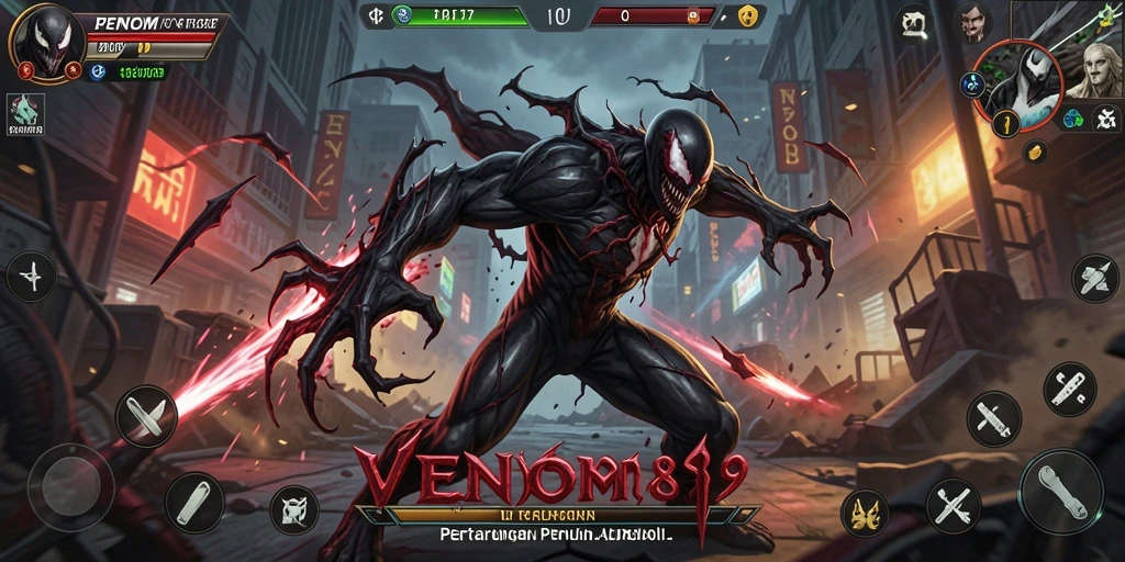 Tampilan gameplay pertarungan yang intens dan mendebarkan.